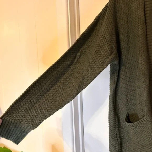 NWT GAP Olive Open-Front Knit Pocket Cardigan - Picture 3 of 11